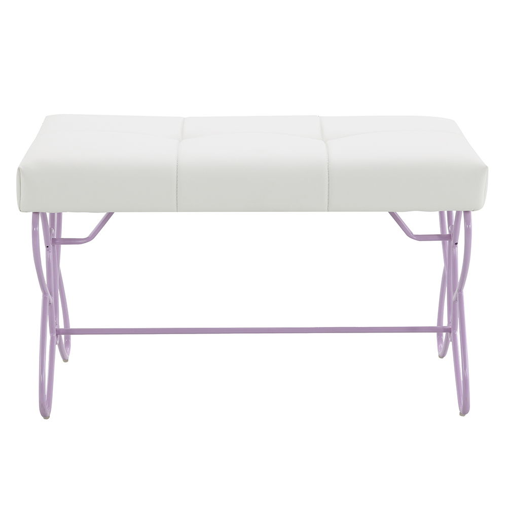 Priya II - Bench - White & Light Synthetic Leather Rple