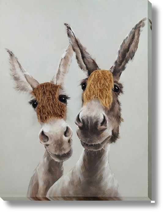 Curious Duo - 30" x 40" Framed Wall Art - Gray