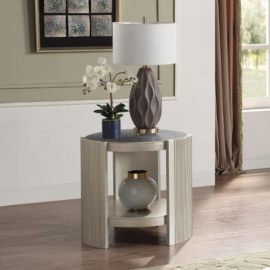 Kasa - End Table - Sintered Stone & Champagne