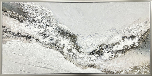 "Snowy Drift" Hand-Embellished Canvas In Frame - White / Gray