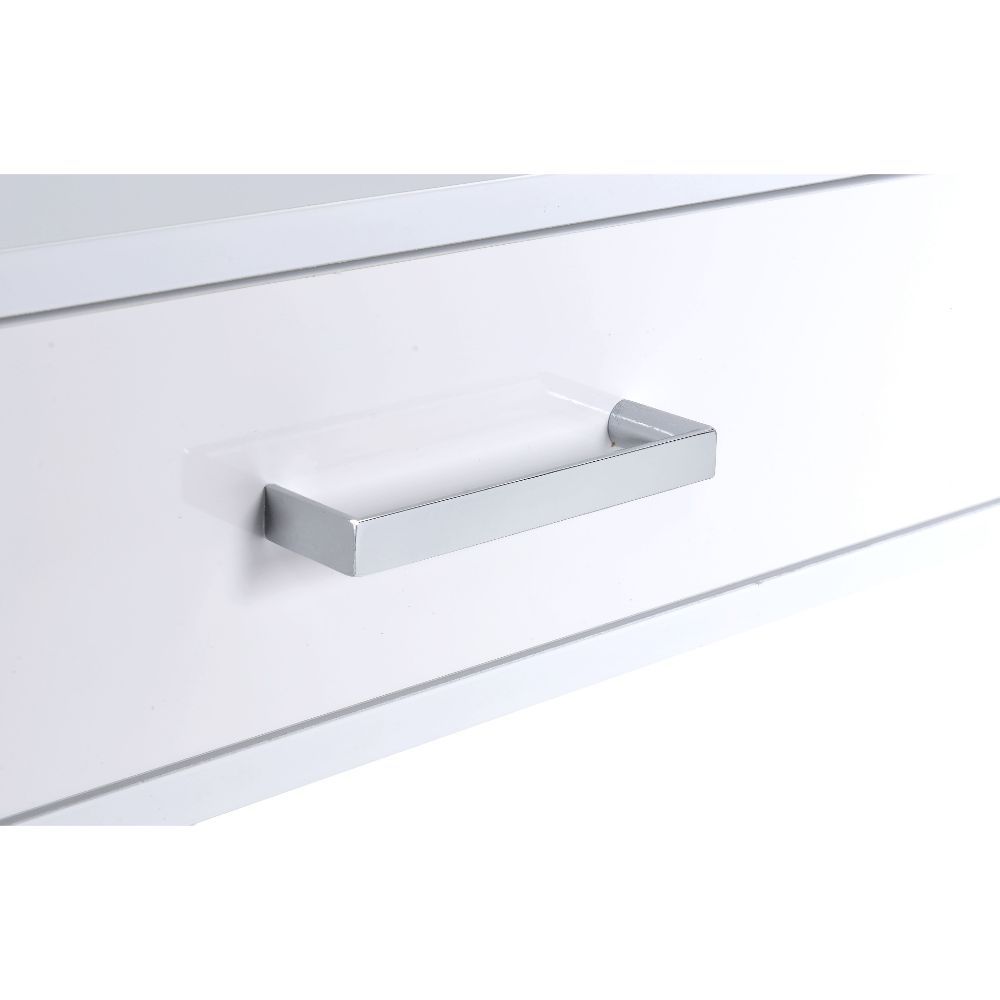 Coleen - Writing Desk Same Ac00901) - White High Gloss & Chrome