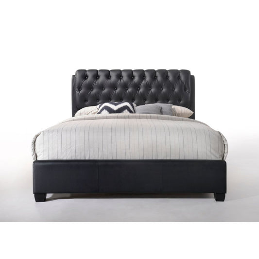 Ireland II - Eastern King Bed - Black Synthetic Leather