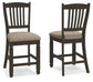 Tyler Creek - Upholstered Barstool (Set of 2) - Black / Grayish Brown