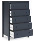 Simmenfort - Five Drawer Chest - Navy Blue