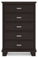 Covetown - Five Drawer Chest - Dark Brown