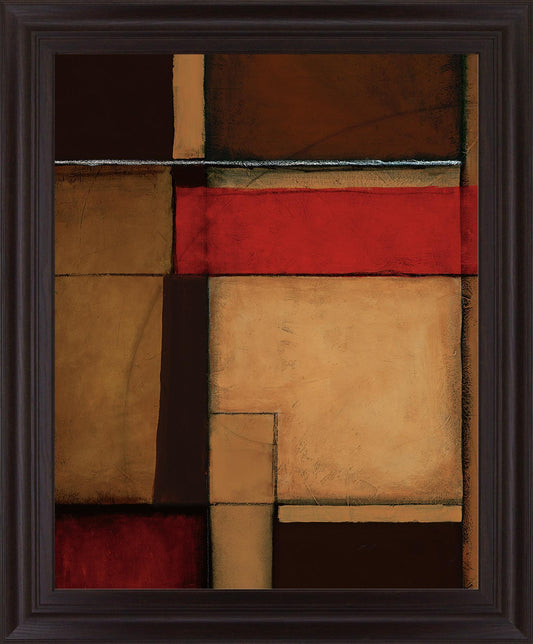 Crimson Modular - 28" x 34" Framed Wall Art - Beige