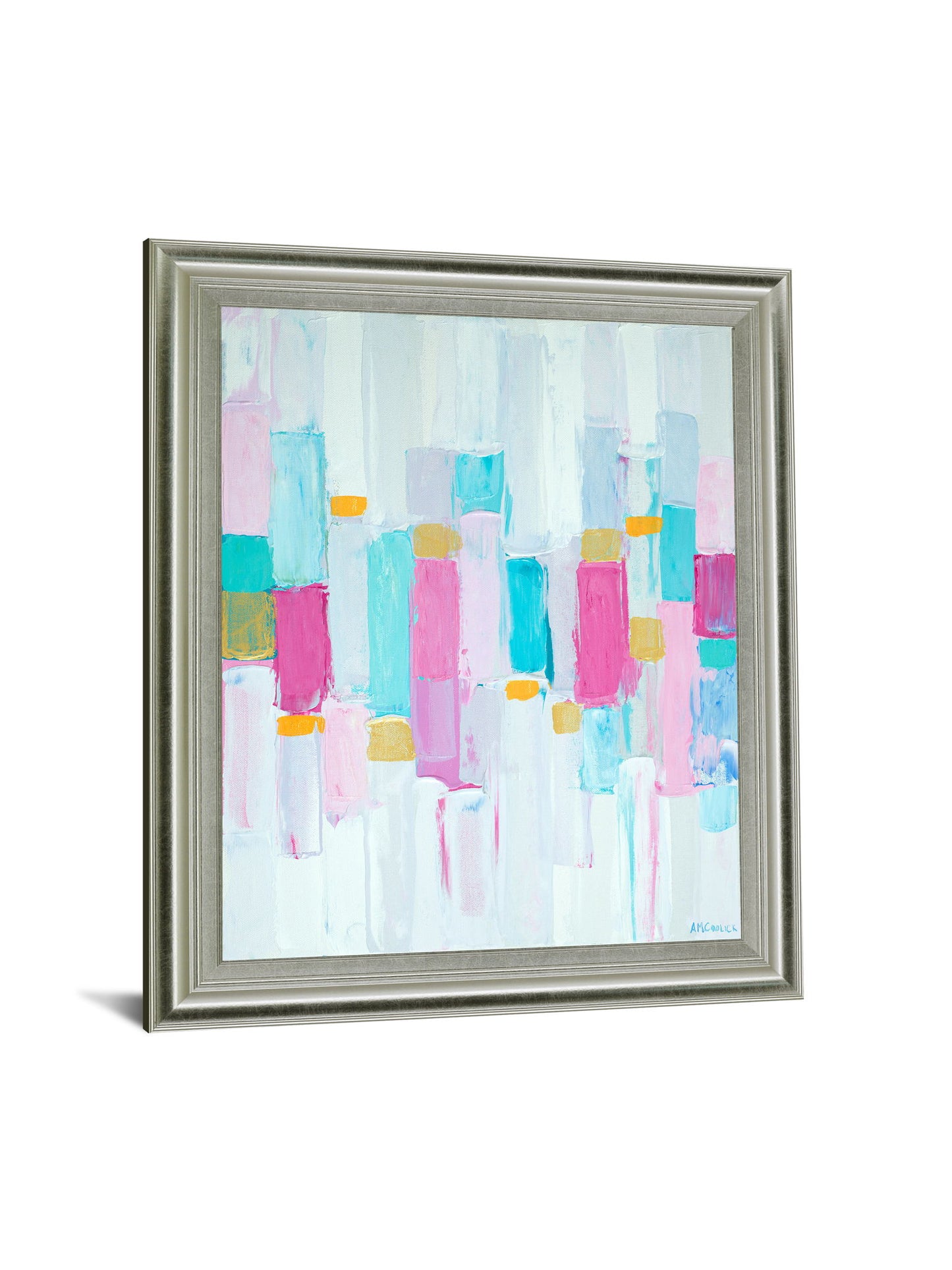 Pastel Block Chorus - 28" x 34" Framed Wall Art - Light Blue