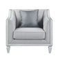 Katia - Chair With Pillow - Light Gray Linen & Weathered White