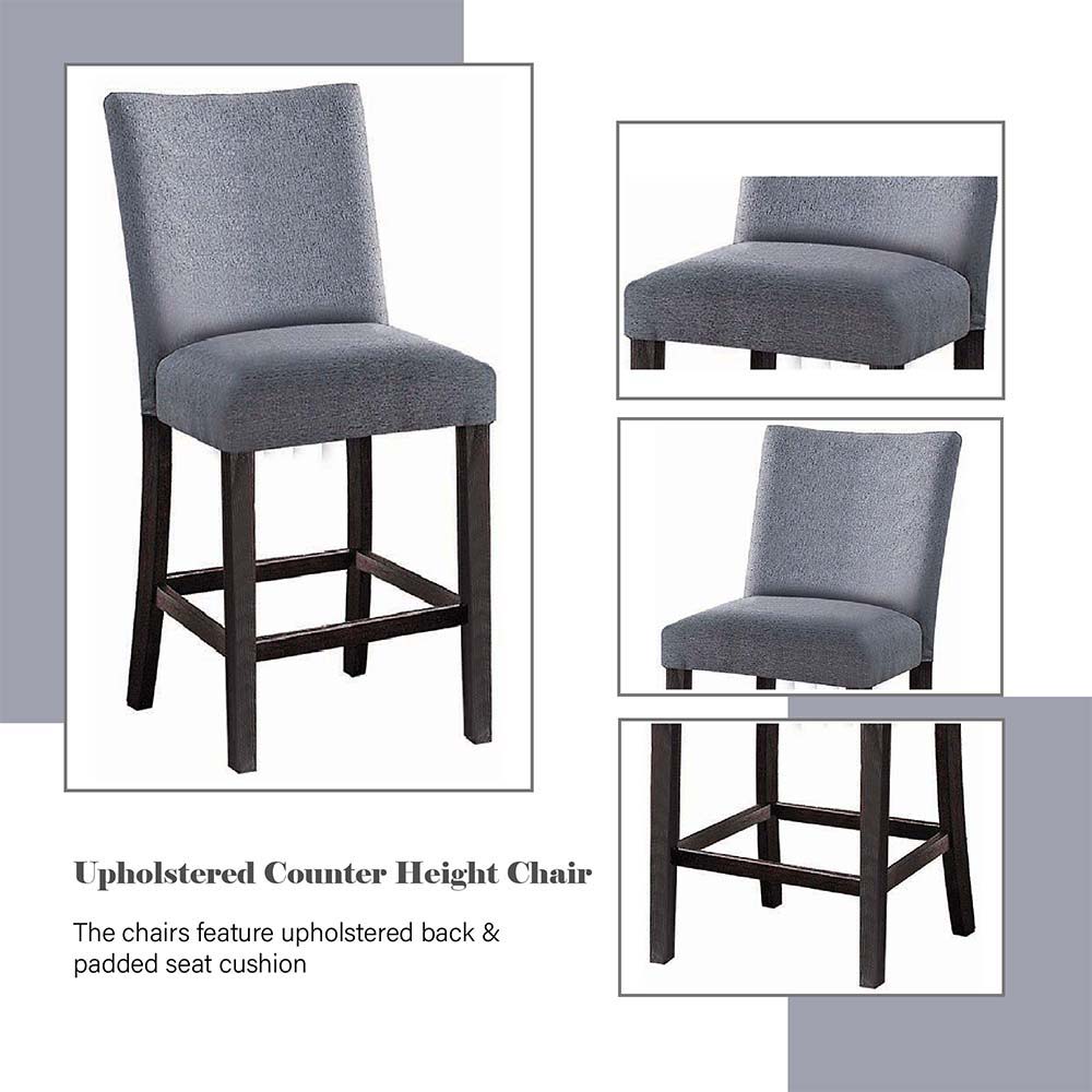 Yelena - Counter Height Chair Set of 2) - Fabric & Weathered Espresso