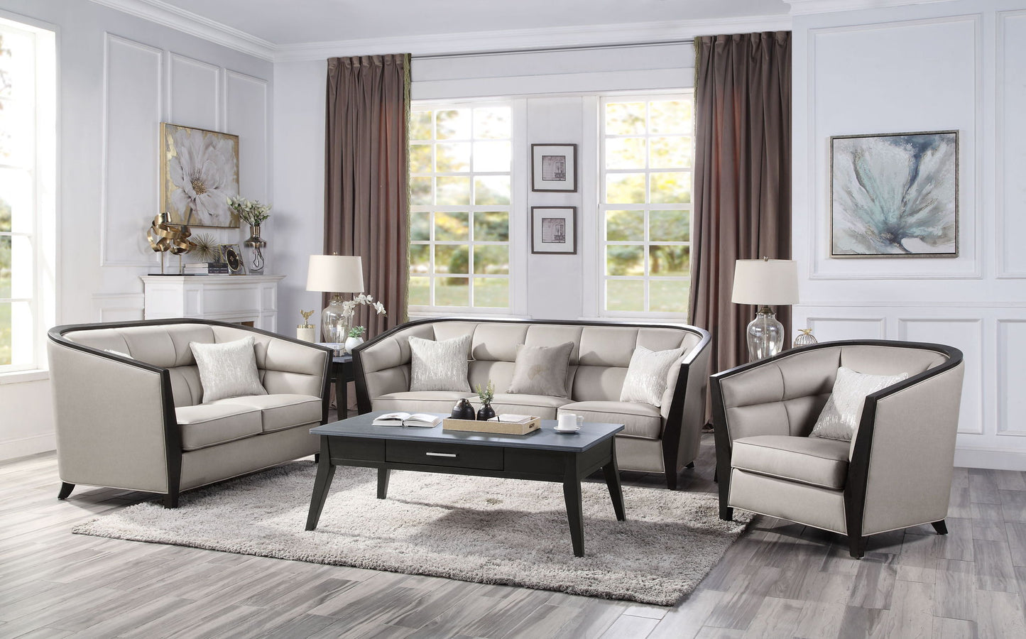 Zemocryss - Chair With Pillow - Beige Fabric