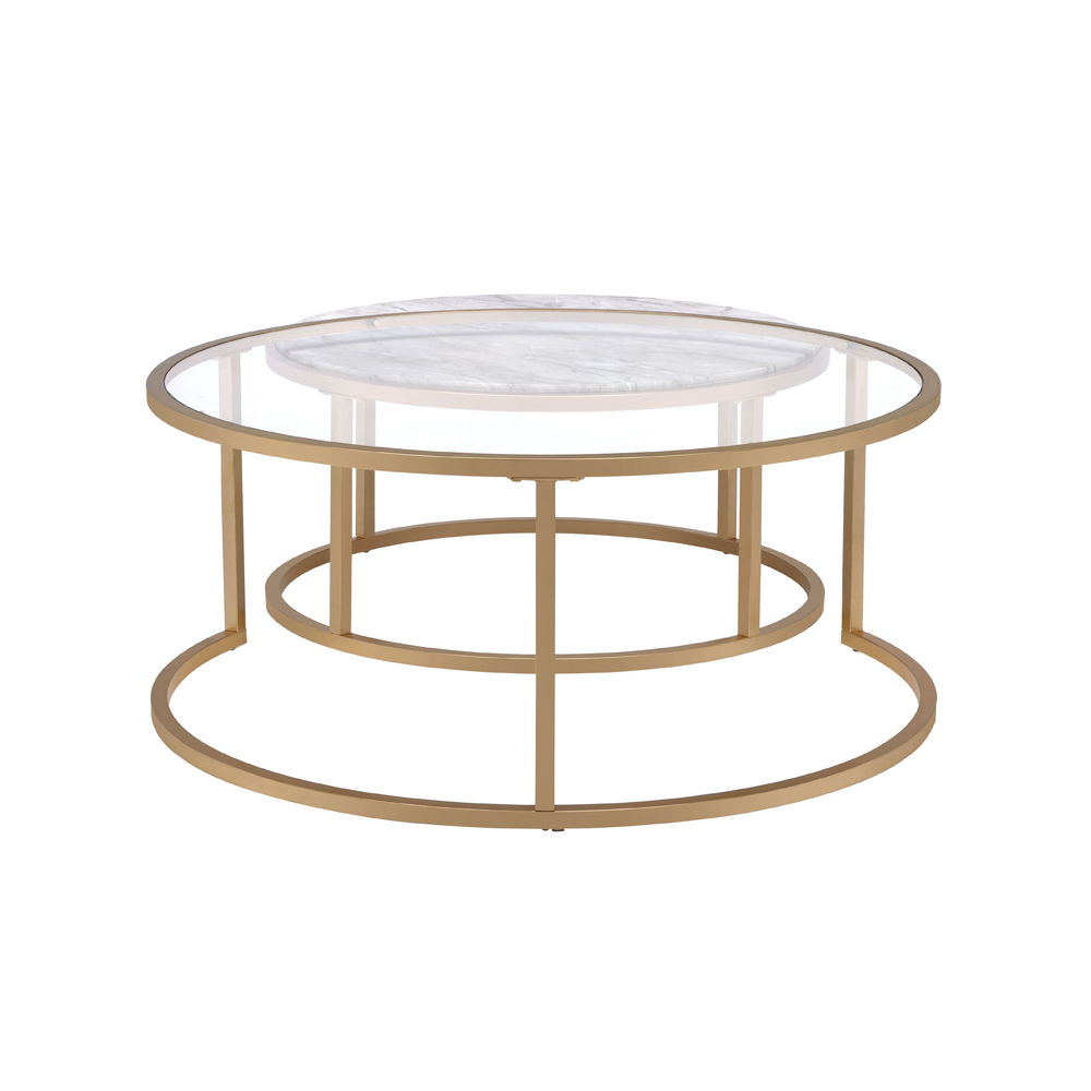 Shanish - Nesting Table Set - Faux Marble Top & Gold