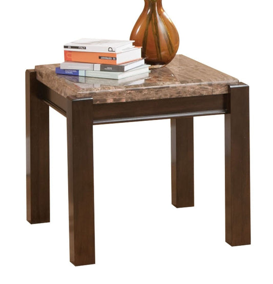Dwayne - End Table With Marble Top - Walnut