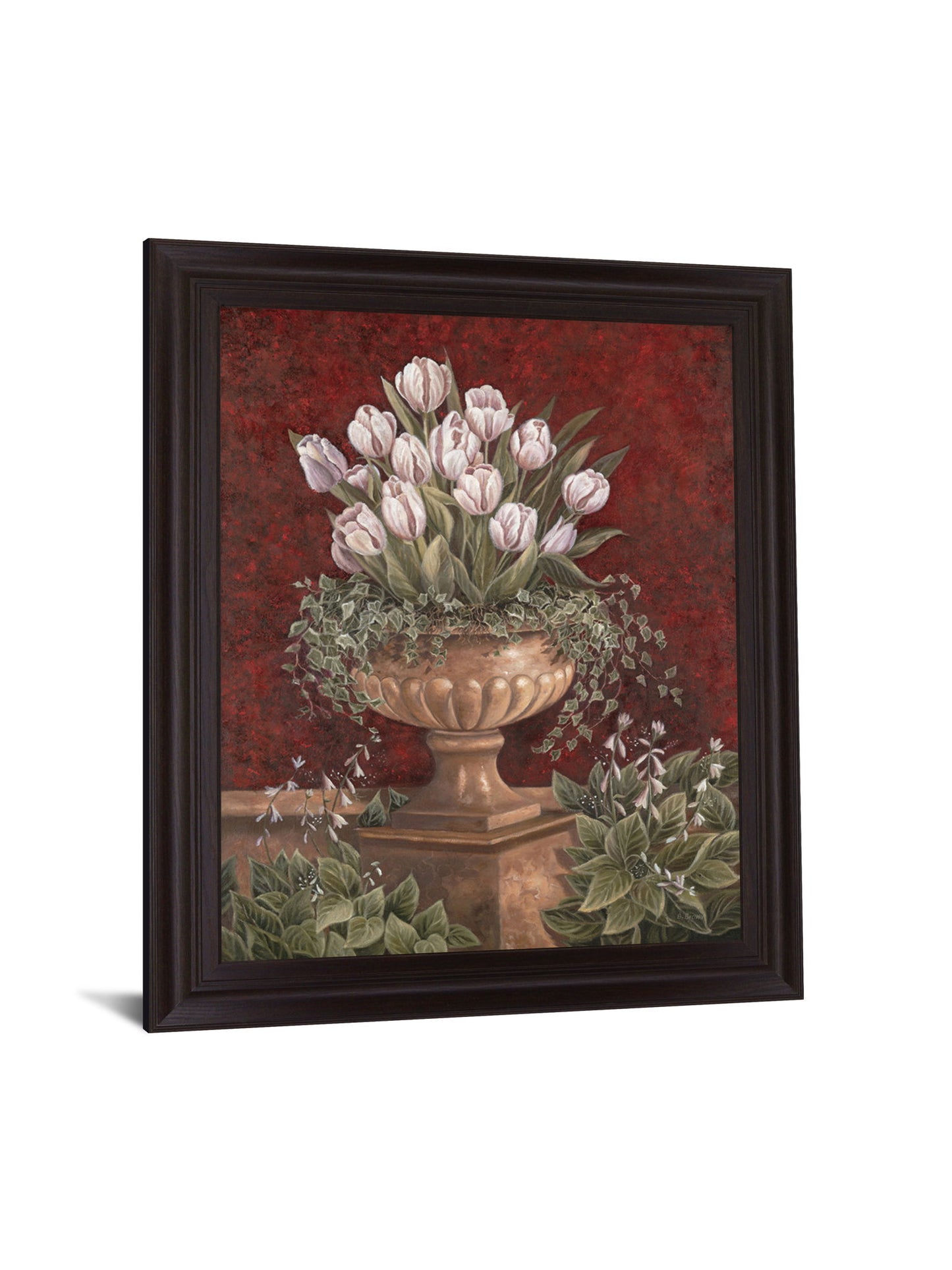 Tulip Abundance - 28" x 34" Framed Wall Art - Dark Red