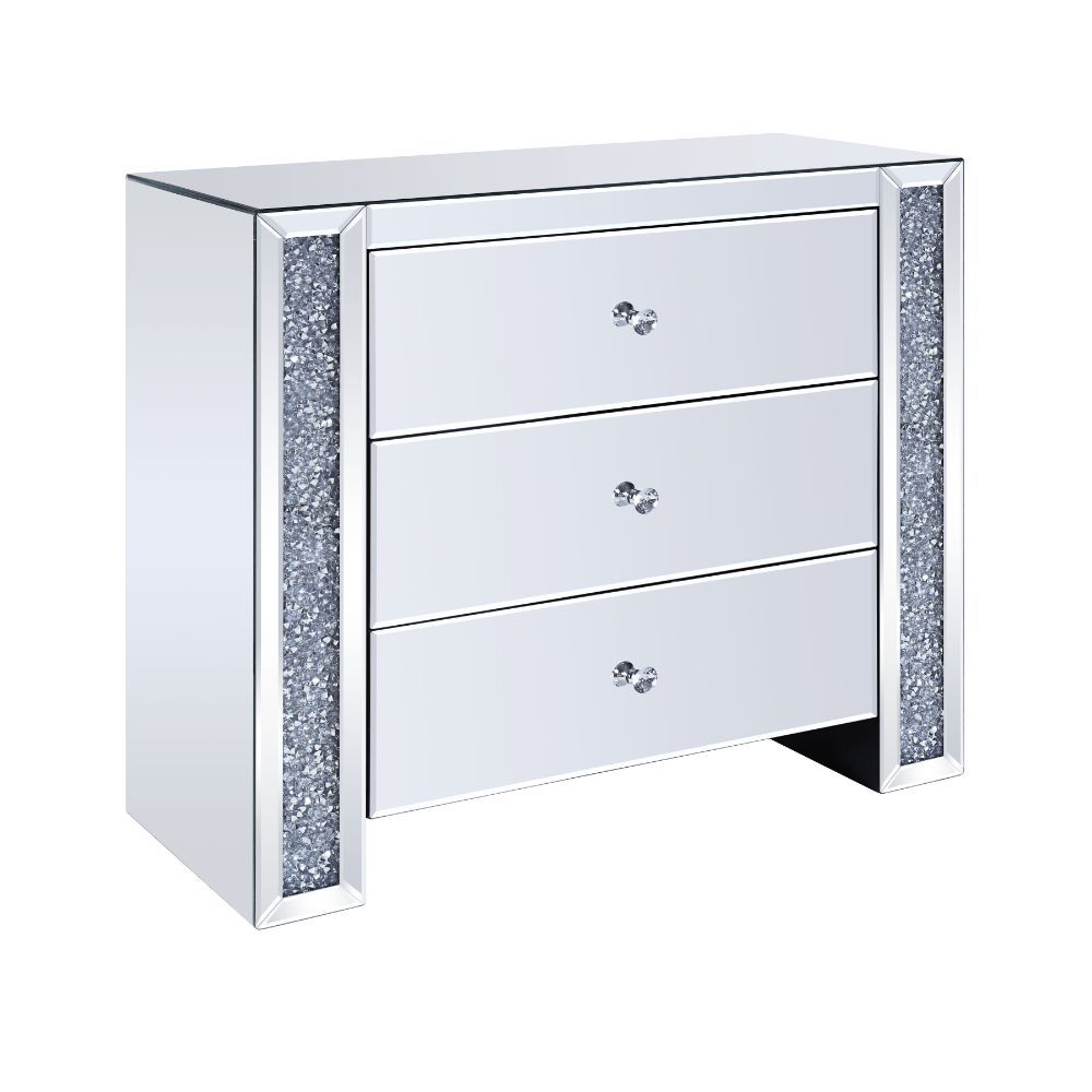Noralie - 32" Console Cabinet - Mirrored & Faux Diamonds