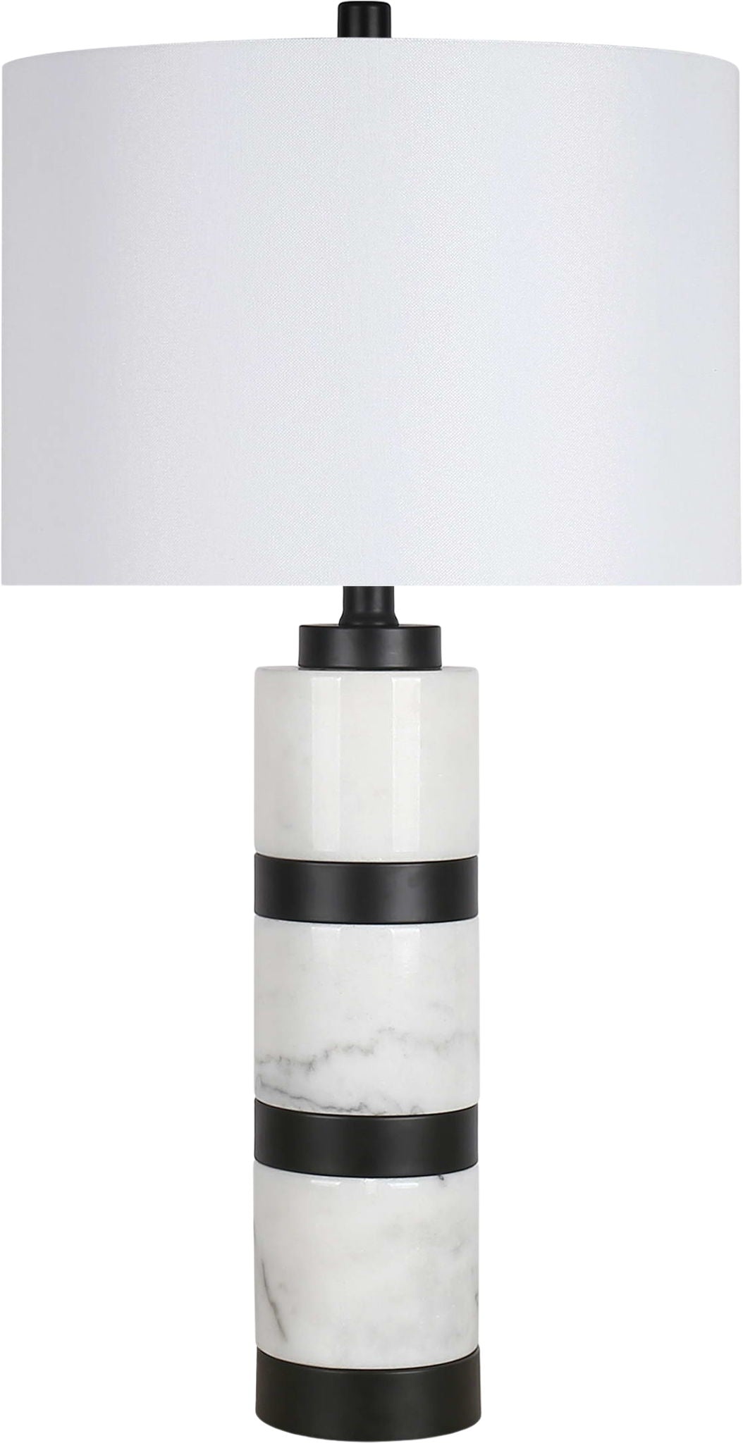"Marble Harmony" Marble Table Lamp - White Marble / Matte Black