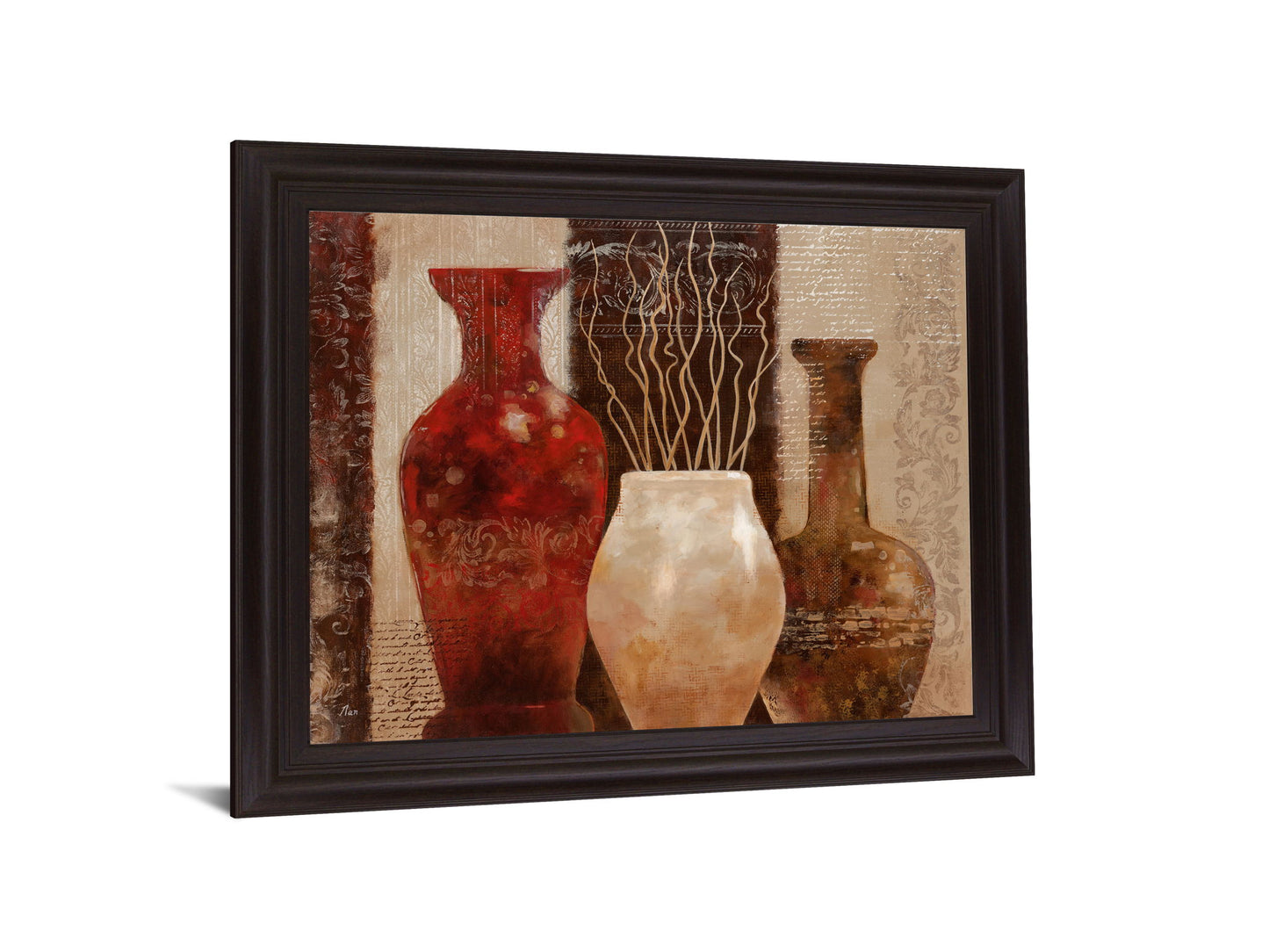 Umber Trio Harmony - 28" x 34" Framed Wall Art - Dark Brown