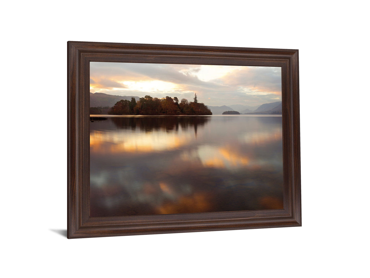 Golden Reflection Stillness - 28" x 34" Framed Wall Art - Light Brown