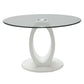Larry - Glass Top Round Dining Table - White High Gloss