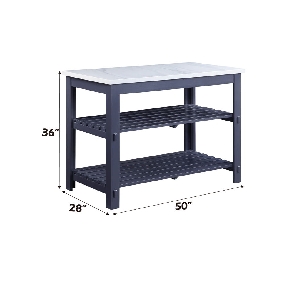 Enapay - Kitchen Island - Marble Top Top & Gray