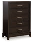 Neymorton - Five Drawer Chest - Dark Grayish Brown