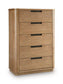 Pamaria - Five Drawer Chest - Light Brown