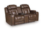 Mestrino - Power Recline Loveseat/Fridge Cooler - Hickory