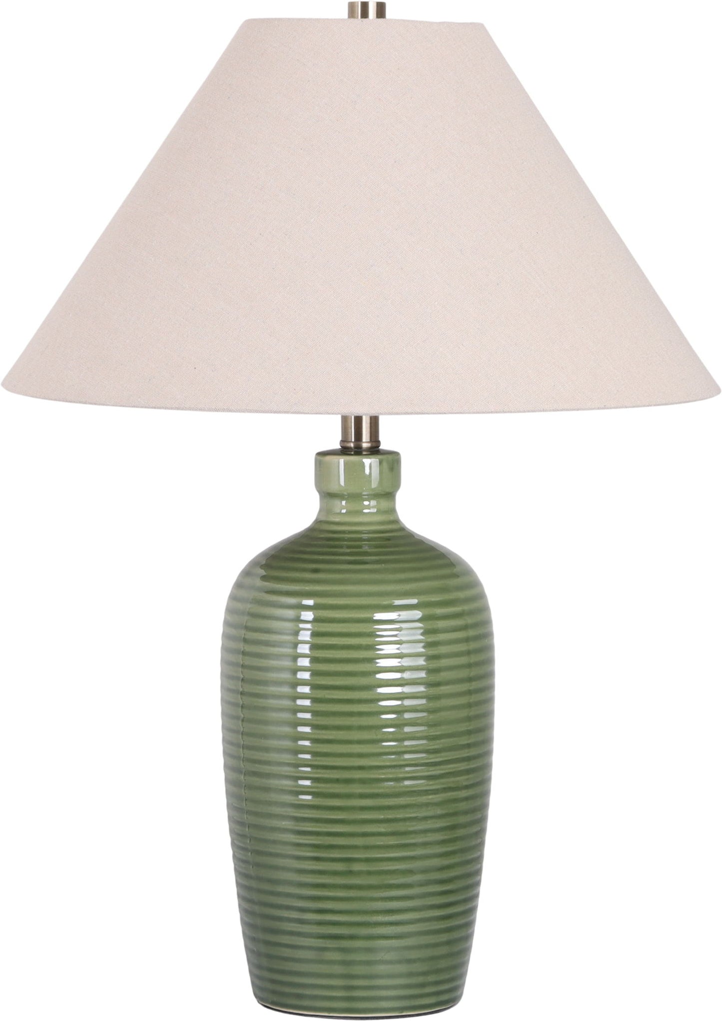 "Verdant Elegance" Ceramic Table Lamp (Set of 2) - Sage Green / Asb