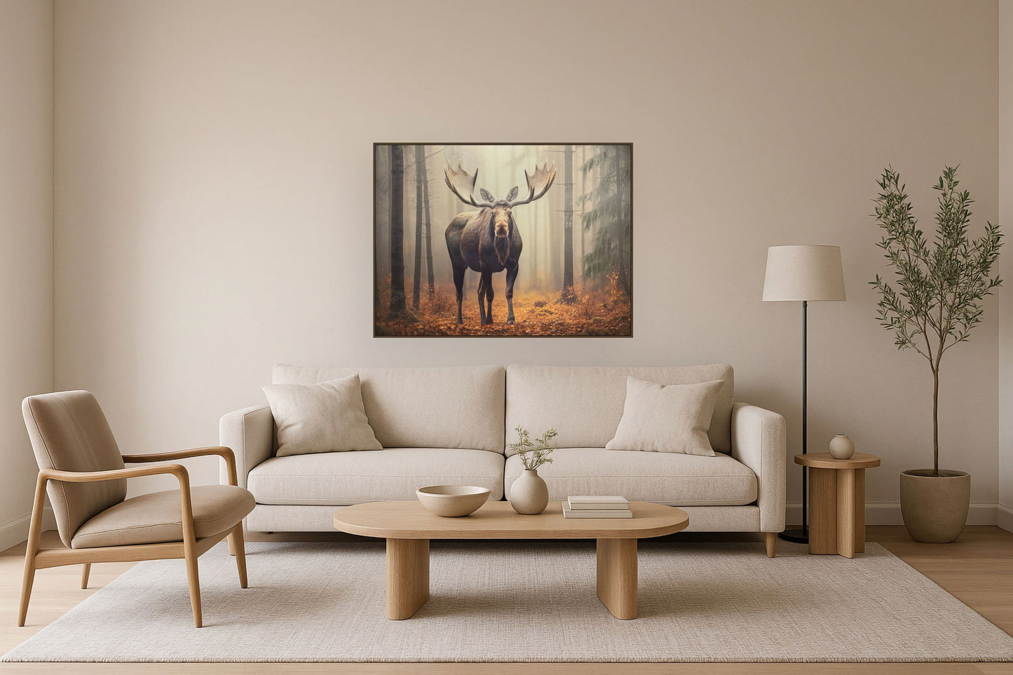 "Majestic Woodland" Hand-Embellished Canvas In Frame - Brown / Autumn / Warm