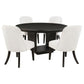 Leandro - 5 Piece Round Dining Table Set - Cream / Burnished Black