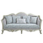 Qunsia - Sofa With 5 Pillows - Light Gray Linen & Champagne