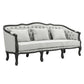 Samael - Sofa With 3 Pillows - Gray Linen & Dark Brown