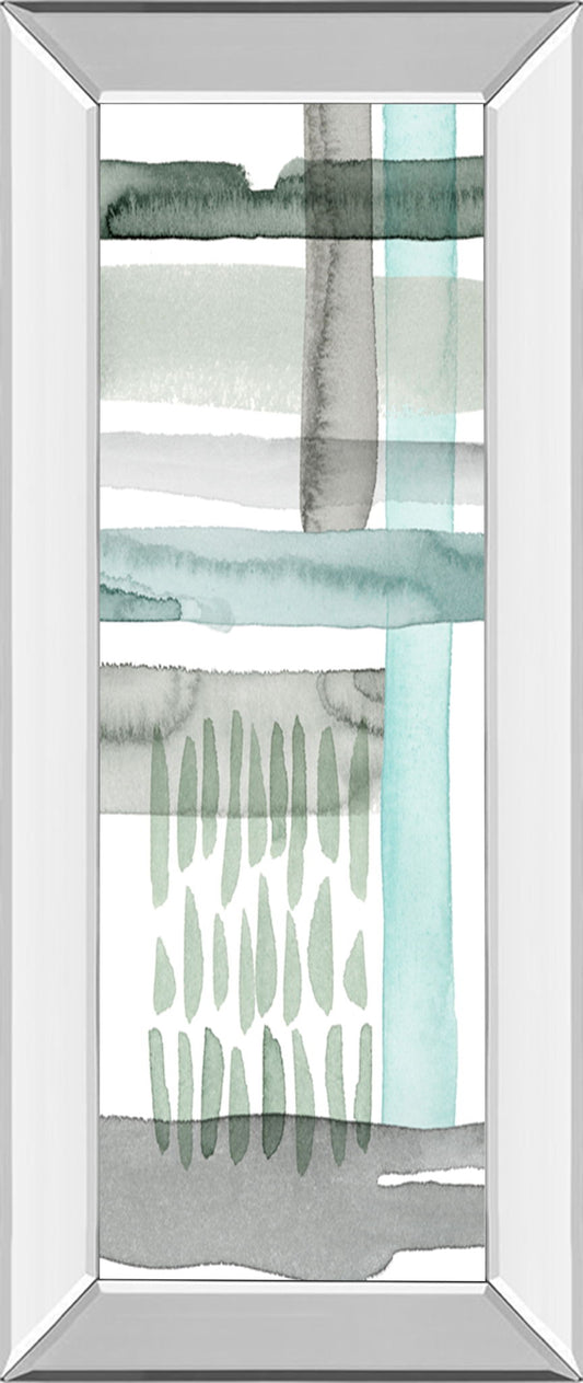 Cross Stitch Panel II By Grace Popp Mirror Framed Print Wall Art - Light Blue