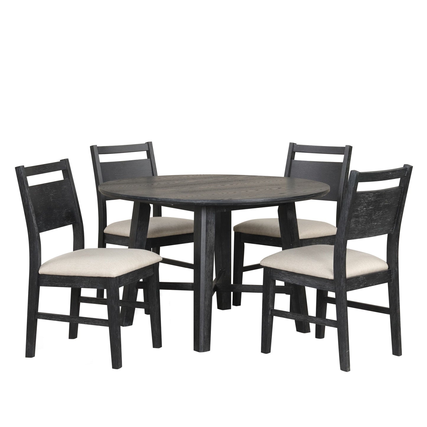 Sable Crest - 5 Piece Set (Round Dining Table & 4 Chairs) - Black