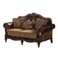 Dreena - Loveseat With 3 Pillows - Two Tone Brown Synthetic Leather & Chenille Cherry