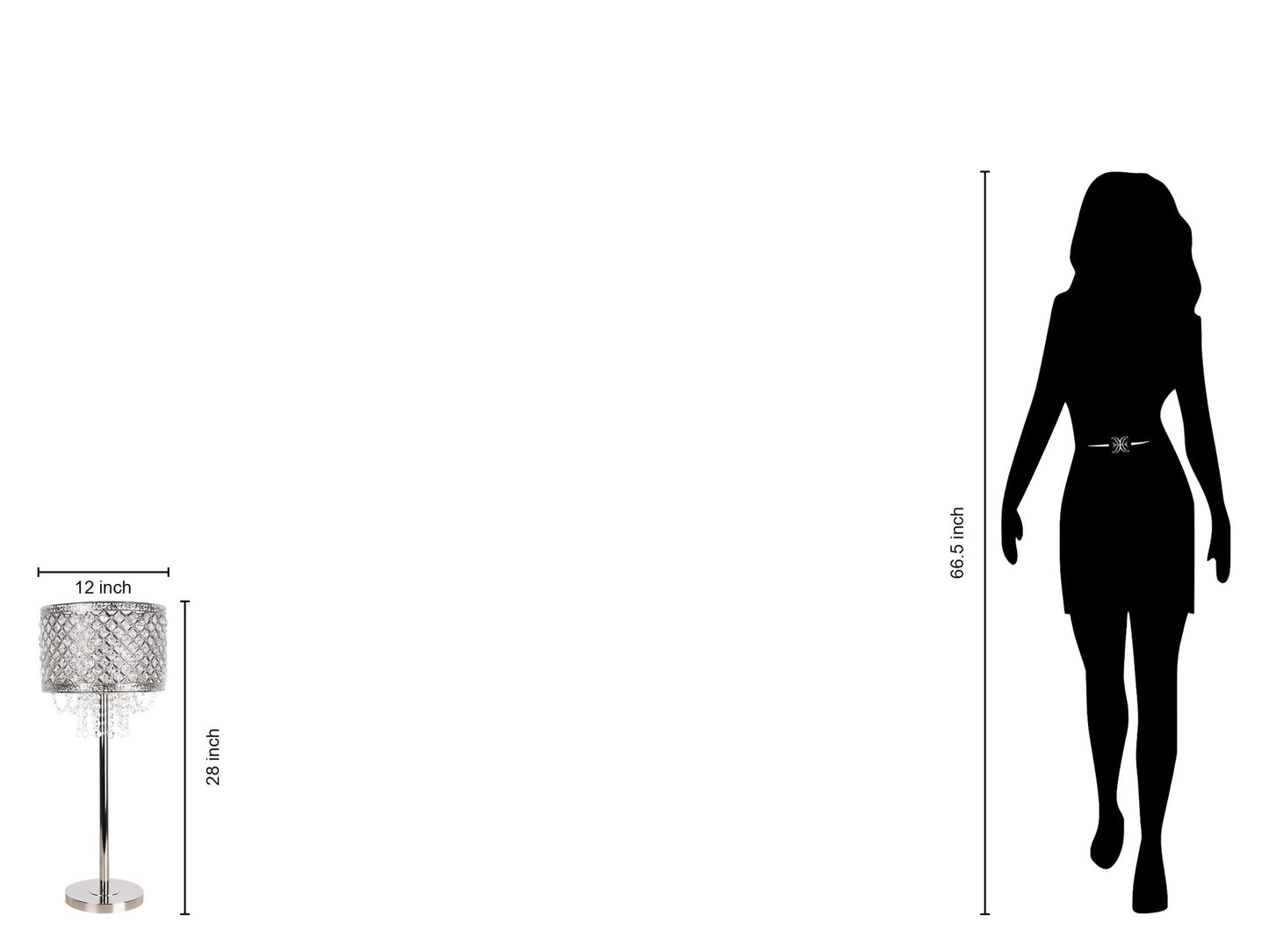 "Crystal Elegance II" Metal Table Lamp (Set of 2) - Polished Nickel / Clear Crystal