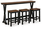 Wildenauer - Rectangular Dining Room Counter Table Set (Set of 4) - Brown / Black