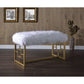 Bagley II - 21" Bench - White Faux Fur & Gold