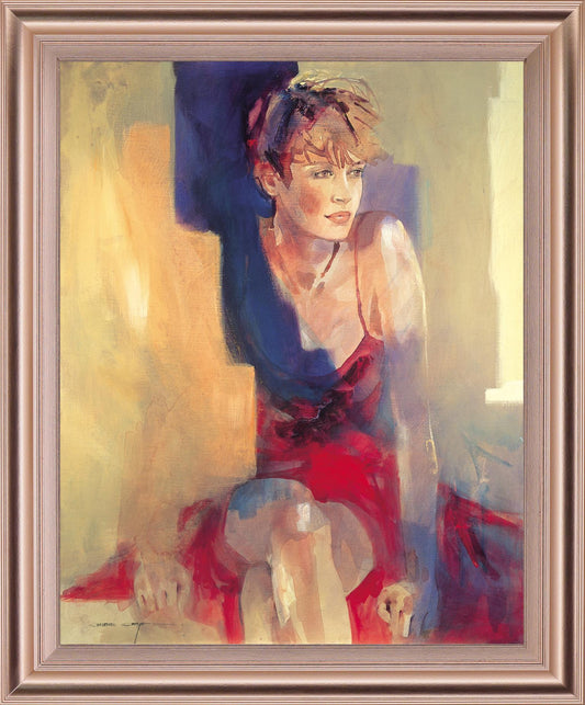 Crimson Reflection - 28" x 34" Framed Wall Art - Beige
