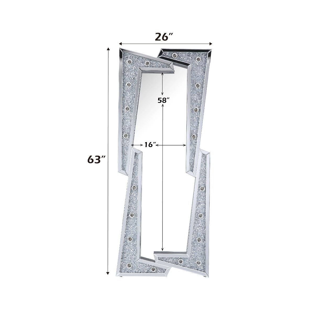 Noralie - 63" Floor Mirror - Mirrored & Faux Diamonds