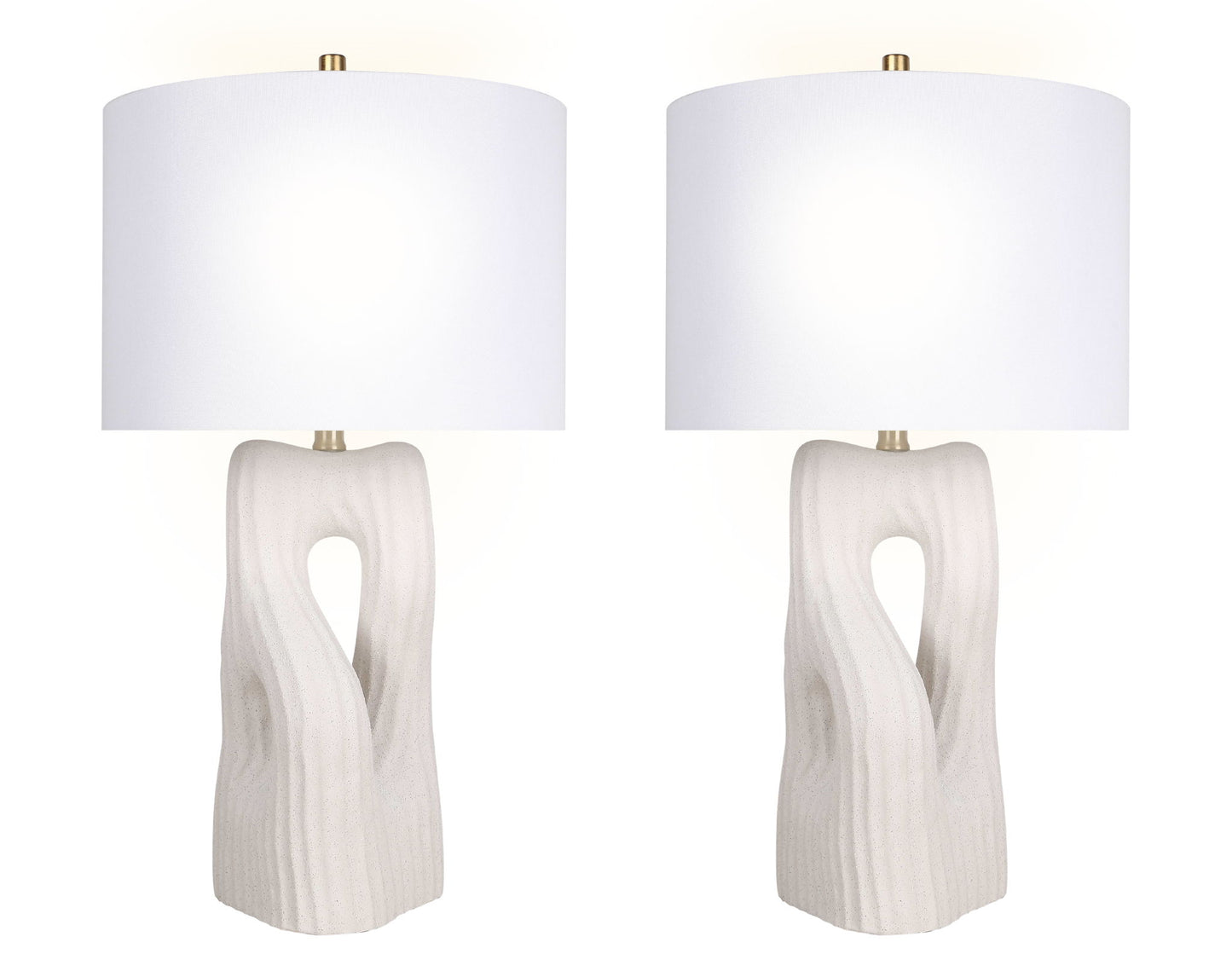 "Eclipse Harmony" Ceramic Table Lamp (Set of 2) - White Rock
