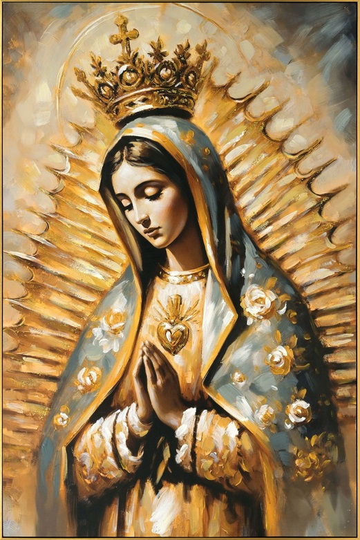 "DIVine Serenity" Hand-Embellished Canvas In Frame - Gold / Gray