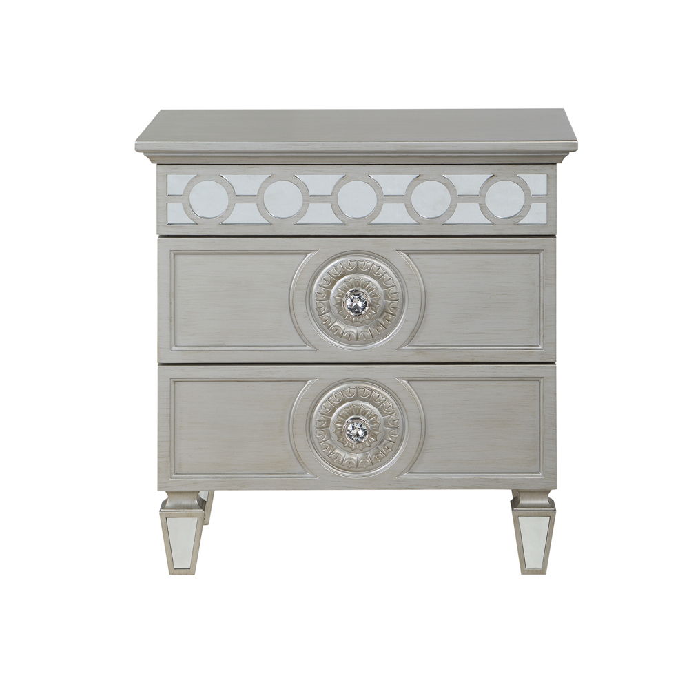 Varian - Nightstand - Silver & Mirrored