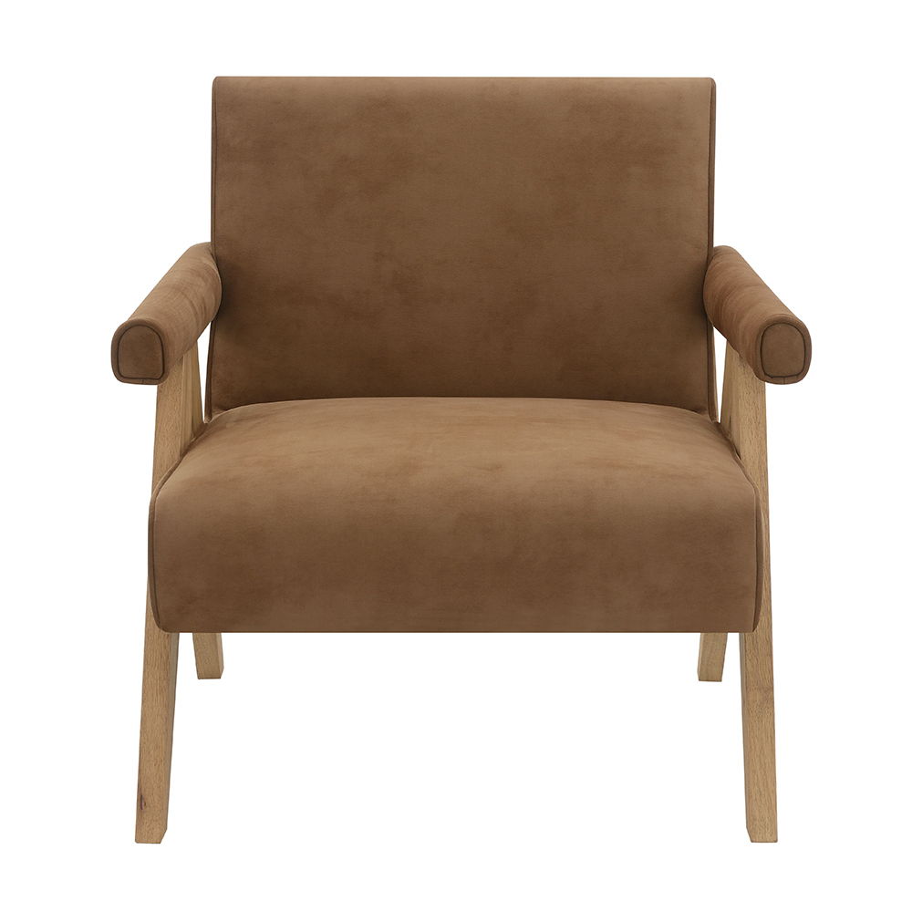 Zoey - Accent Chair - Chocolate Suede & Oak