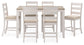 Skempton - Counter Height Dining Table and Bar Stools (Set of 7) - White / Light Brown