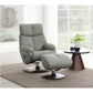Kandoro - Motion Accent Chair With Swivel & Ottoman - Gray Leather & Brown Base