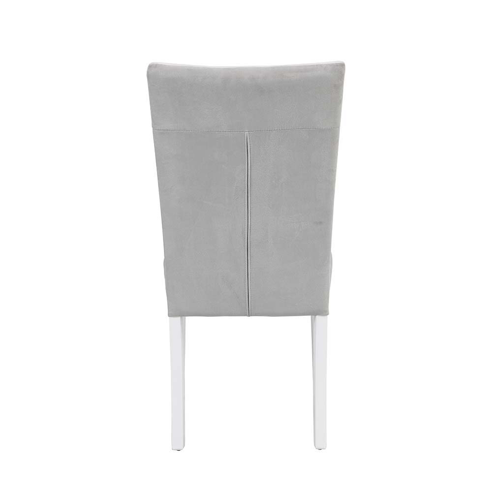 Elizaveta - Side Chair Set of 2) - Gray Velvet &White High Gloss