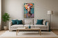 Golden Essence - 48" x 33" Framed Wall Art - Light Blue