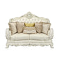 Adara - Loveseat With 5 Pillows - Pearl White Synthetic Leather & Antique White