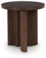 Korestone - Round End Table - Dark Brown