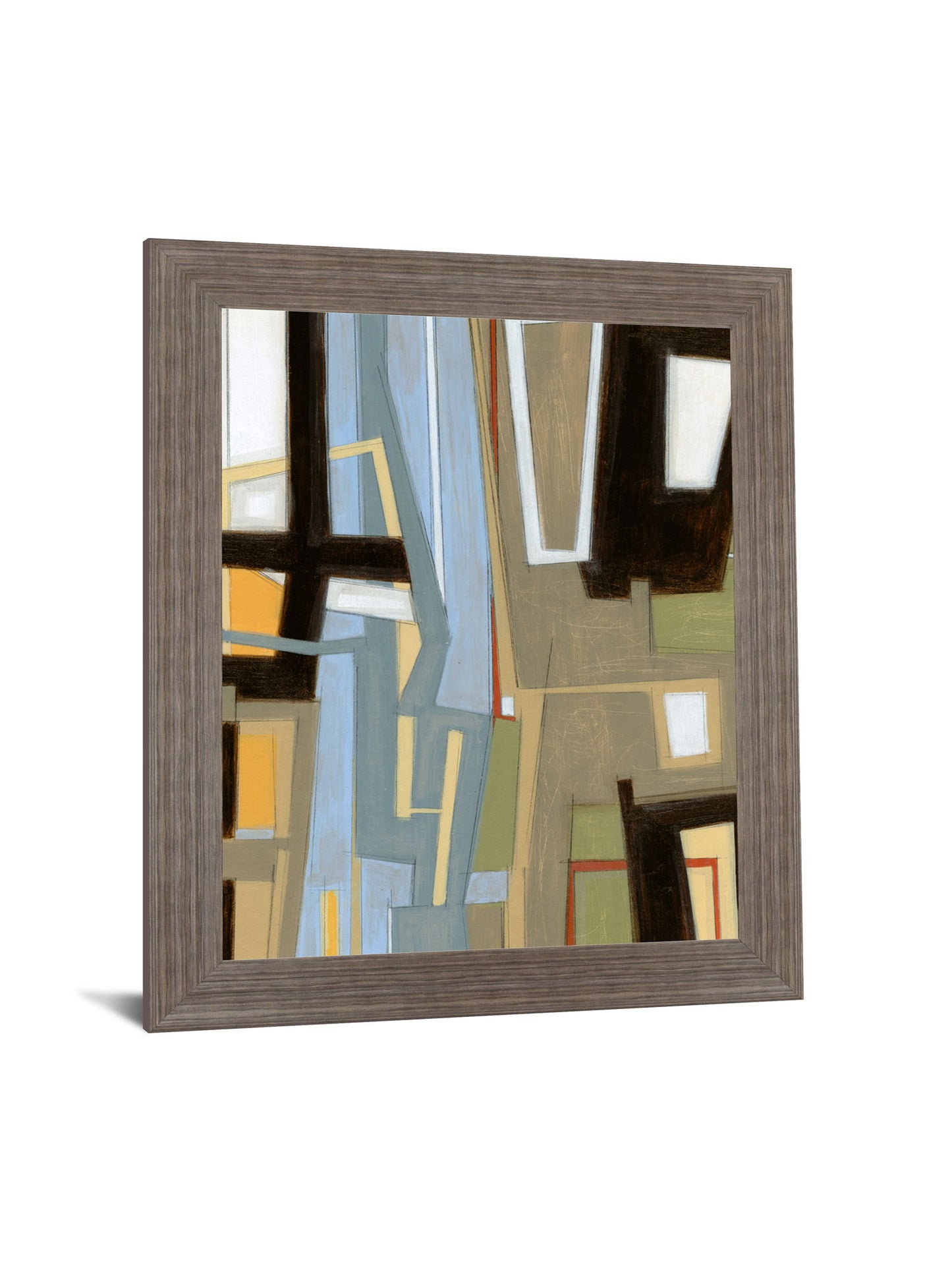 Urban Slate Geometry - 28" x 34" Framed Wall Art - Beige